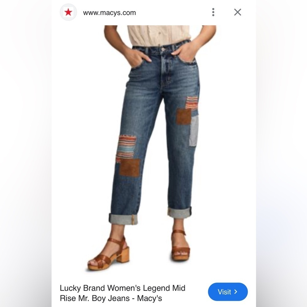 Lucky Brand Boy Mid Rise Women's Cropped Patchwork Jeans Women’s 6/28R NWT
